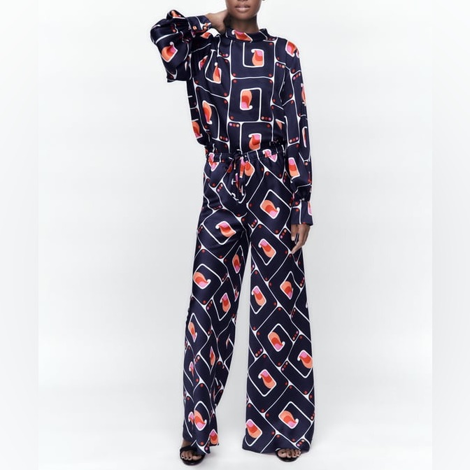 Zara Geometric Print Trousers 8430292